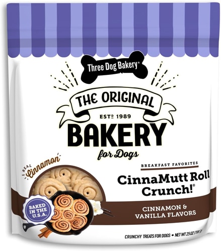 Three Dog Bakery Dog Treats CinnaMutt Roll Crunch! Cinnamon Vanilla