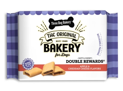 Three Dog Bakery Dog Treats Double Rewards Soft & Chewy Apple & Cheddar Cheese