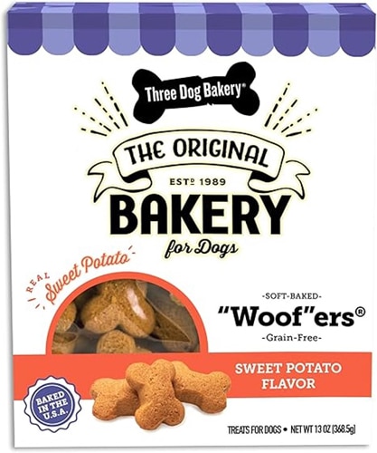 Three Dog Bakery Dog Treats Soft Baked Woofers Grain Free Sweet Potato