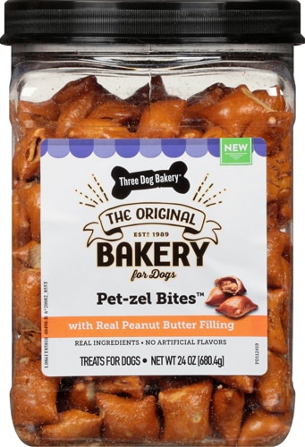 Three Dog Bakery Pet-zel Bites™ with Real Peanut Butter Filling Dog Treats