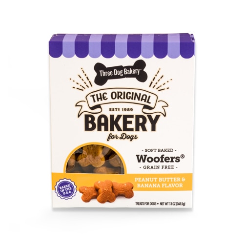 Three Dog Bakery Soft Baked Woofers® Grain Free Dog Treats Peanut Butter & Banana