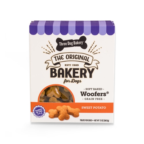 Three Dog Bakery Soft Baked Woofers® Grain Free Dog Treats Sweet Potato