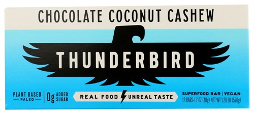 Thunderbird Vegan Gluten Free Superfood Bar Chocolate Coconut Cashew