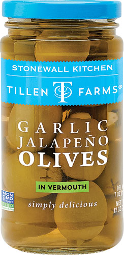 Tillen Farms Garlic Jalapeno Olives in Vermouth