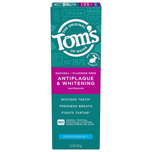 Tom's of Maine Antiplaque & Whitening Toothpaste Fluoride Free Peppermint