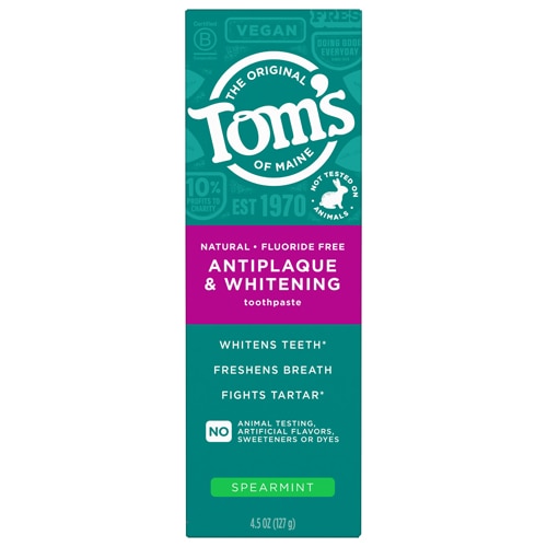 Tom's of Maine Antiplaque & Whitening Toothpaste Fluoride Free Spearmint