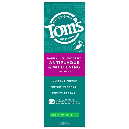 Tom's of Maine Antiplaque & Whitening Toothpaste Fluoride Free Spearmint Gel