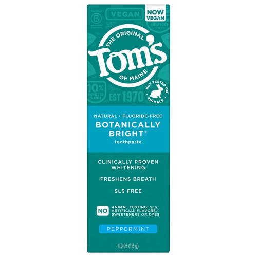 Tom's of Maine Botanically Bright Toothpaste Fluoride Free Peppermint