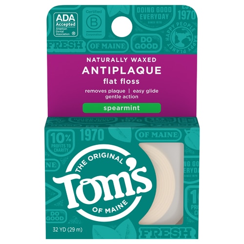 Tom's of Maine Naturally Waxed Antiplaque Flat Floss Spearmint