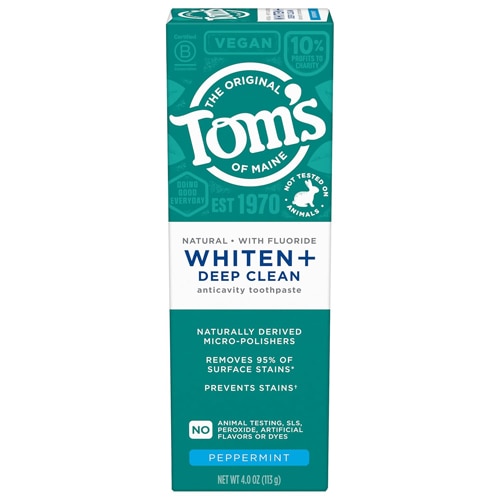 Tom's of Maine Whiten + Deep Clean Fluoride Toothpaste Peppermint