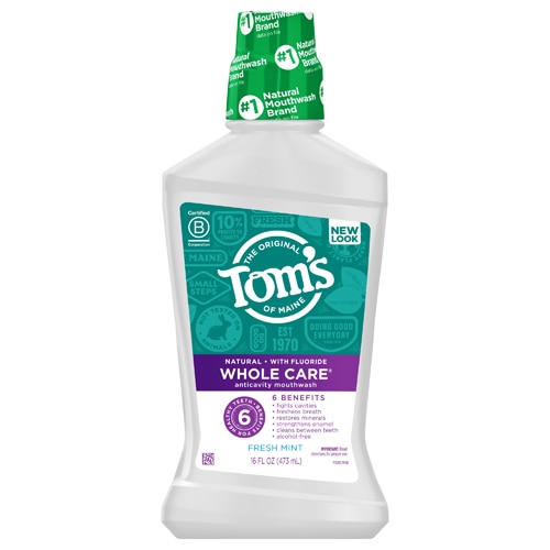 Tom's of Maine Whole Care Natural Mouthwash with Fluoride Fresh Mint
