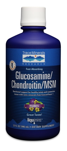 Trace Minerals Research Glucosamine Chondroitin MSM Liquimins™ Blueberry