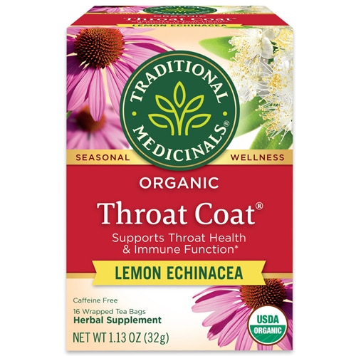 Traditional Medicinals Organic Throat Coat Herbal Tea Lemon Echinacea