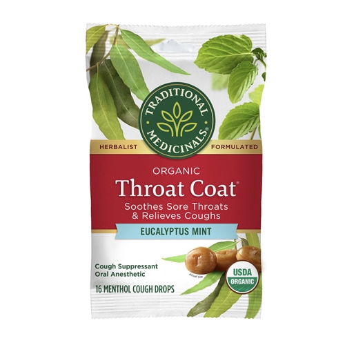 Traditional Medicinals Organic Throat Coat Lozenges Eucalyptus Mint