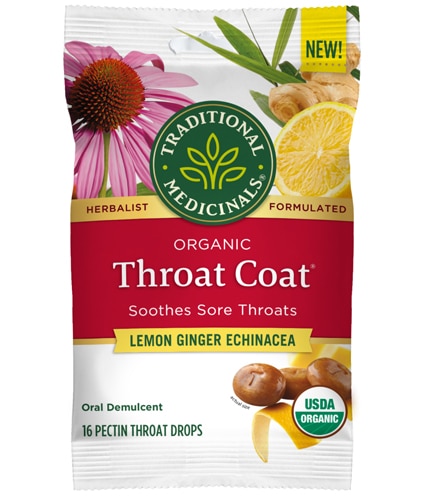 Traditional Medicinals Organic Throat Coat® Lozenges Lemon Ginger Echinacea