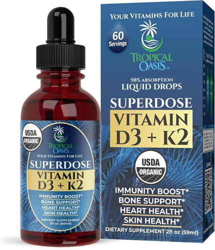 Tropical Oasis Organic Liquid Vitamin D3+K2 For Adults
