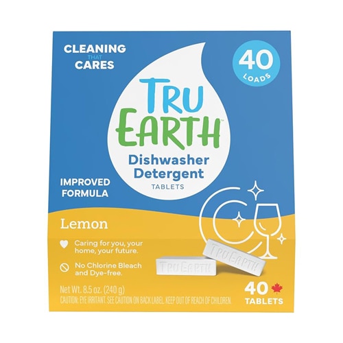 Tru Earth Dishwasher Detergent Tablets Plastic Free 40 Loads Lemon
