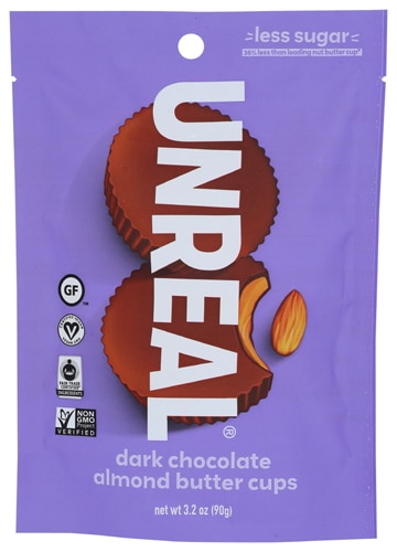 Unreal Almond Butter Cups Candy Vegan Gluten Free Dark Chocolate