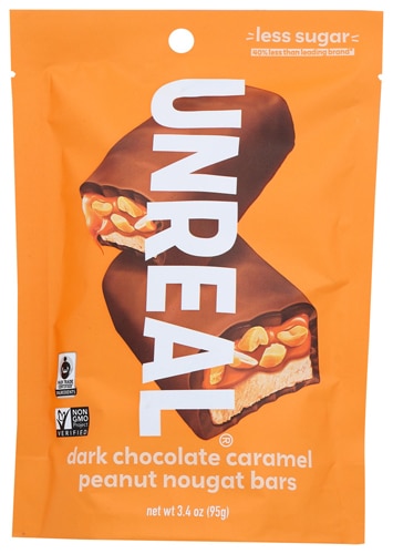 Unreal Candy Bars Fair Trade Dark Chocolate Caramel Peanut Nougat