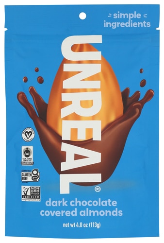 Unreal Chocolate Covered Almonds Fair Trade Gluten Free Dark Chocolate