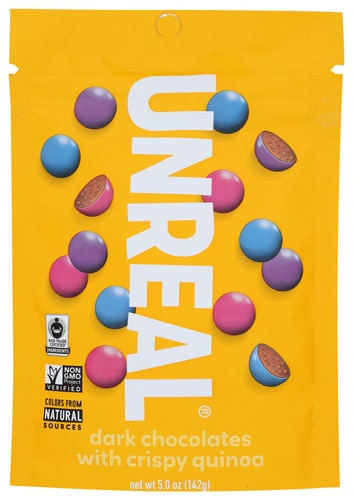 Unreal Crispy Quinoa Gems Candy Vegan Gluten Free Dark Chocolate