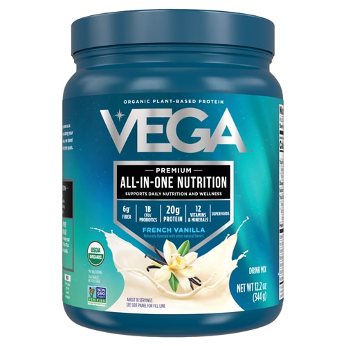 Vega Organic All-in-One Nutrition Vegan Protein Powder French Vanilla