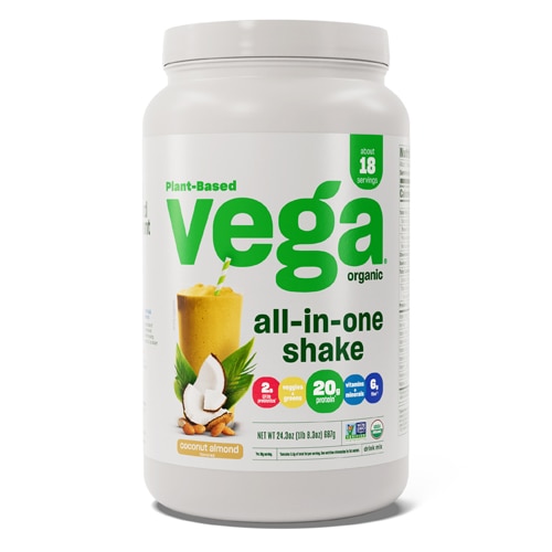 Vega Organic All-in-One Vegan Protein Powder Coconut Almond