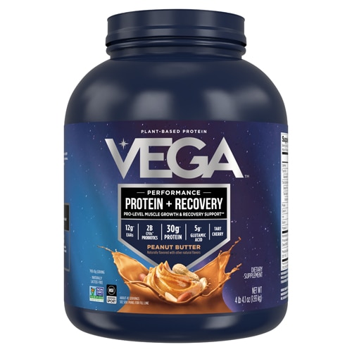 Vega Premium Sport Protein Powder Plus Recovery - NSF Certified for Sport Peanut Butter