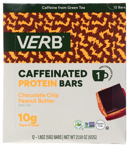 Verb Energy Caffeinated Protein Bar Chocolate Chip Peanut Butter