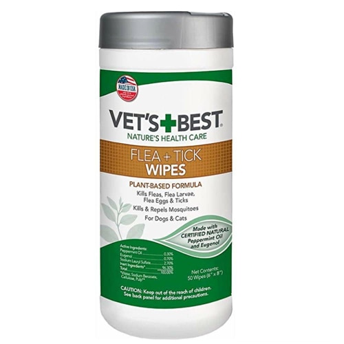 Vet's Best Flea and Tick Wipes Plant-Based Formula for Dogs & Cats