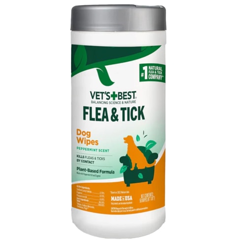 Vet's Best Flea and Tick Wipes Plant-Based Formula for Dogs Peppermint