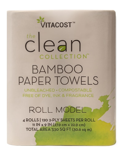 Vitacost - The Clean Collection Paper Towels Bamboo Jumbo 2-Ply 120 Sheet Roll Unbleached