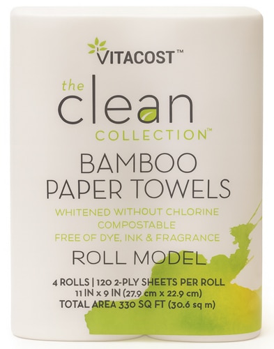 Vitacost - The Clean Collection Paper Towels Bamboo Jumbo 2-Ply 120 Sheet Roll White