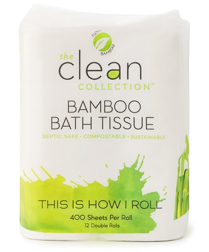 Vitacost - The Clean Collection Toilet Paper Bamboo 2-Ply 400 Sheet Roll