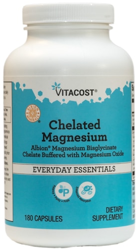 Vitacost Chelated Magnesium - Albion Magnesium Bisglycinate Chelate Buffered with Magnesium Oxide