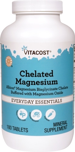 Vitacost Chelated Magnesium - Albion Magnesium Bisglycinate Chelate Buffered with Magnesium Oxide