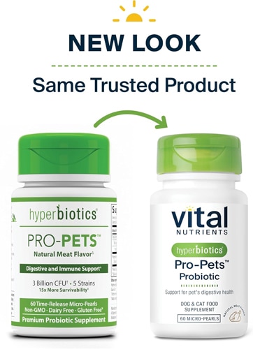 Vital Nutrients Hyperbiotics Pro-Pets Probiotic for Dogs & Cats Natural Meat Flavor