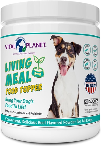 Vital Planet Dog Living Meal Dog Food Topper Powder Enzymes Superfoods + Probiotcs 30 scoops Beef