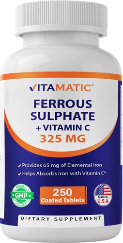 Vitamatic Ferrous Sulfate + Vitamin C 65 mg Elemental Iron