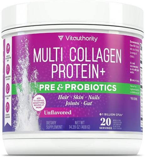 Vitauthority Collagen Protein + Pre & Probiotics Powder Unflavored