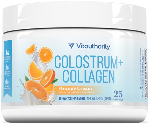 Vitauthority Colostrum + Collagen Orange Cream Flavor - 25 Servings
