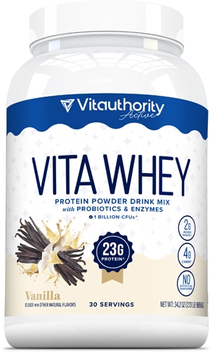 Vitauthority Whey Protein Powder Drink Mix With Probiotics & Enzymes Vanilla