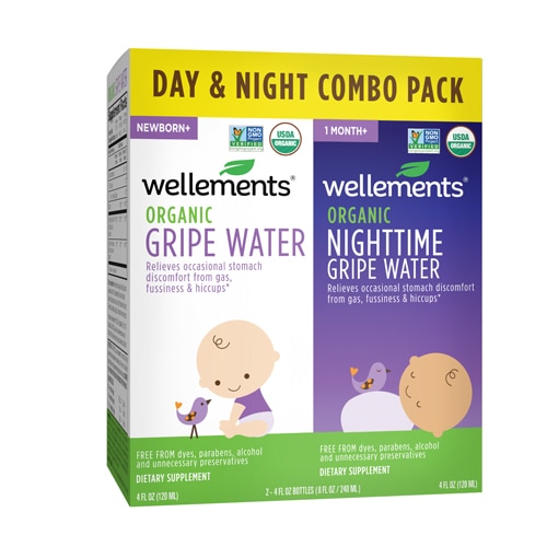 Wellements Organic Baby Gripe Water Gas Colic Day & Night Combo Pack
