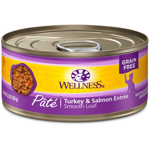 Wellness Wet Cat Food Grain Free Pate Turkey and Salmon Entrée