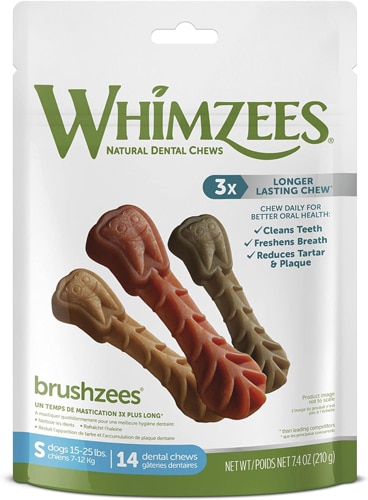 Wellness Whimzees Brushzees Dental Chews Dogs 15-25 Lbs 14 Dog Treats - Small