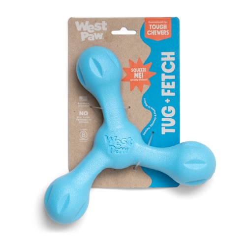 West Paw Dog Chew + Tug Toy Skamp Aqua Blue