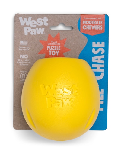 West Paw Dog Puzzle Treat Toy Rumbl Large Dandelion Yellow