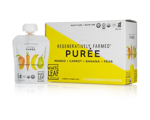 White Leaf Provisions Baby Food Organic Puree 6+ Months Mango Carrot Banana Pear
