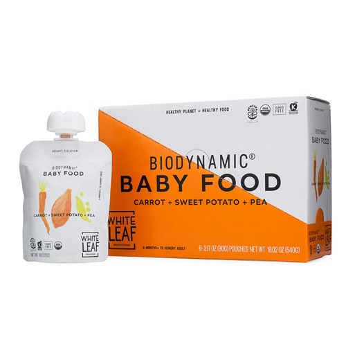 White Leaf Provisions Organic Biodynamic 6+ Months Baby Food Sweet Potato Carrot Pea