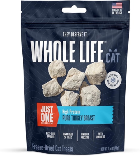 Whole Life Pet Cat Treats One Ingredient High Protein Pure Turkey Breast